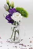tischdeko blumen hochzeit vintage Die Vasen mit Schleifen in verschiedenen Farben können auf Feiern, dem Balkon, im Garten, platziert oder auch als Glasfläschchen befüllt und im Set je nach Wunsch verwendet werden. Die Fläschchen gibt es in unterschiedlichen Stückzahlen im Angebot, ideal als Hochzeitsdeko oder für ein schönes Geburtstagsfest.