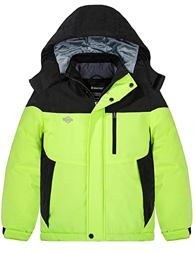 Wantdo Boy's Water Resistant Skiing Jacket Hooded Winter Snow Coat Raincoats Outwear Green 14/16 #TOP25