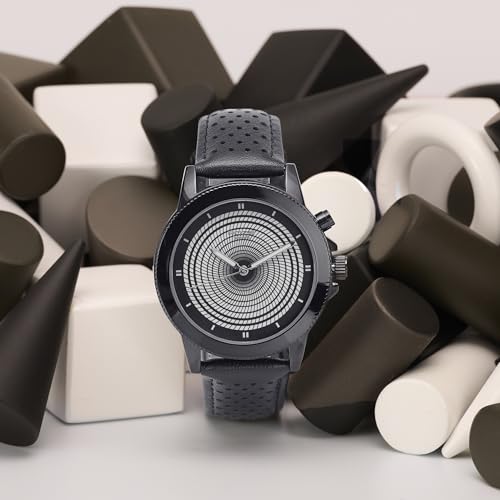 Image of Sonata Poze 8 EL Glow Watch Quartz Analog with Black+ EL Glow Dial Black PU Leather Strap Watch for Men - SP70111NL01W