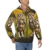HUIopq Cute Brown Cartoon Owls Print Men'S Hooded Sweatshirt For Casual Outdoor Gym Travel Daily Wear Thermal Jacket #2