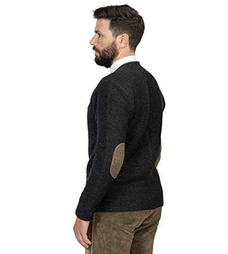 Hochwertige Herren Strickjacke Anton - Trachtenjacke aus Wolle - Cardigan Jacke in Anthazit oder Grau - Anton (M, Anthrazit)