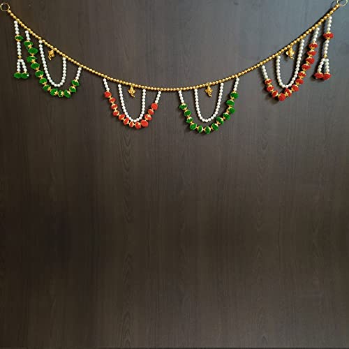 Image of Handmade Door Hanging Round Moti Style Bandarwal Toran (Tmr-03) -Diwali New Year Inauguration Wedding Festival Home Decor Pooja (40 Inch X 6 Inch), Multicolor