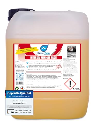 KaiserRein Intensivreiniger Profi Küchenfett Löser Küchen- Reiniger Fettlöser 10 L Kanister Konzentrat Fettlöser Gastronomie gegen Fett, Öl, Nikotin, Harz, Tee, Kaffee Küchenreiniger