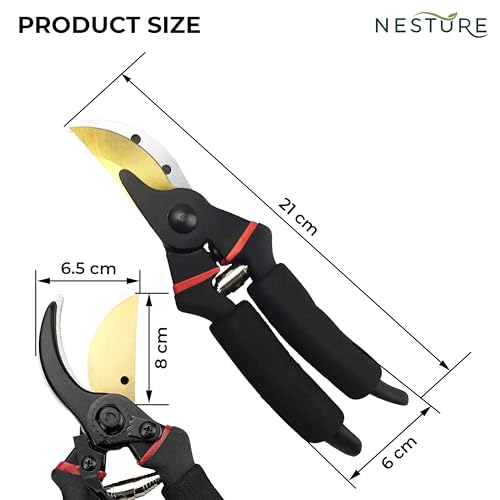 Image of Plant Cutter for Garden Heavy Duty | Ultra Sharp Pruning Cutter with Safety Lock | Non-Slip Garden Scissors for Plants & Branches (Black)