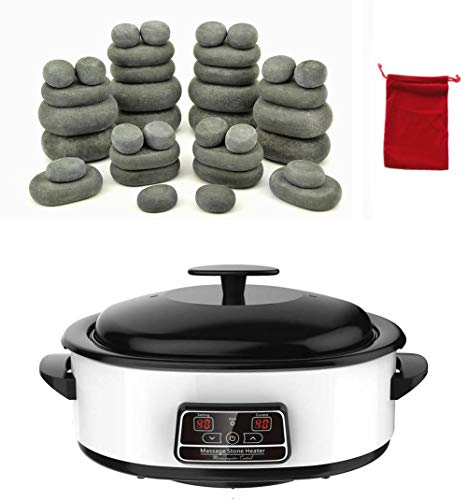 MassageMaster KIT MASSAGE AUX PIERRES CHAUDES: 36 Pierres en Basalte + Appareil Chauffe Pierres Digital de 6 Litres thumbnail