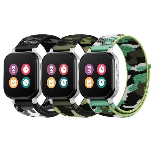 Butifacion 3 Pack Kids Nylon Bands Compatible with Gizmo Watch 3 2 1/Gabb Watch 3e 3 2 1/Sync UP Watch/Cosmo Jr Track Watch 20mm Hook & Loop Soft Breathable Watch Band Replacement for Boys & Girls