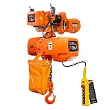 Prowinch 4400 Lbs 2 Ton Electric Chain Hoist with Trolley 3 Phase 208V-240/440-480V -20 ft Lifting Height, H3 Duty Class, G100 Chain for Heavy-Duty Lifting, Ceiling Pulley, Attic & Industrial Use