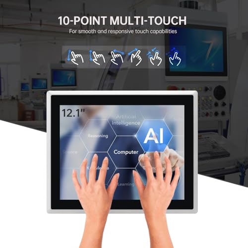 Image of 12.1-Inch Industrial Embedded Panel PC, Ratio 4:3 Multi-Touchscreen-Monitor,Industrial Touch Screen Panel Computer,WiFi & Built-in Speakers,IP65 Front,Win 10 I5 RAM 8G+256G SSD