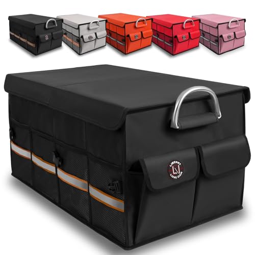 Image of Trunk Organizer, LIBZAKI Cargo Organizer, Premium Multi Compartments Collapsible Portable Trunk Storage for auto, SUV, Truck, Minivan -Black