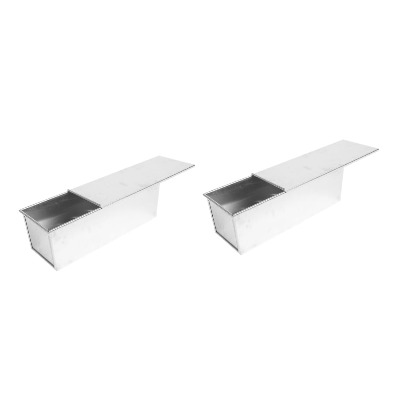 MAGICLULU 2 Piezas caja de tostadas bandeja para hornear pan lata de pan molde para pan tostado moldes de pan pequeños moldes para pan molde para pan con tapa aleación de aluminio Silver