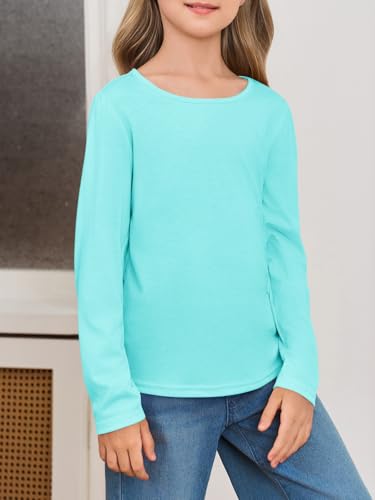 Haloumoning Girls Long Sleeve T Shirts Casual Crewneck Comfy Cute Basic Tee Tops for Kids 5-14 Years3