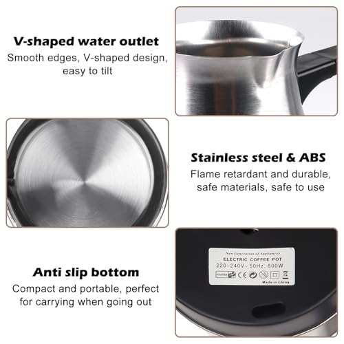 Image of Electric Turkish Coffee Maker, 800 Ml 800 W Stainless Steel Turkish Coffee Maker, Stainless Steel Coffee Maker, Electric Coffee Maker for Home, Office, Camping, Stainless Steel