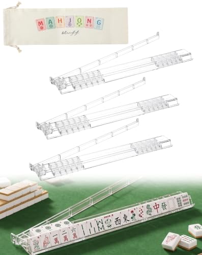 Durable Clear Mahjong Racks with Pushers and Storage Bag, 17.5'' Set of 4
