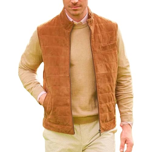 Gilet matelassé en daim DGKaxiyaHM pour homme avec col montant classique