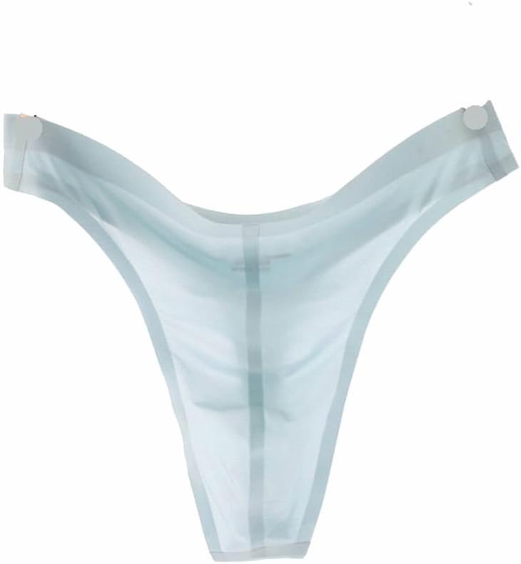 GAOGAO Seamless Breathable Male Smooth Ice Silk G-Strings & Thongs Underwear Men Brief, Light Blue, M