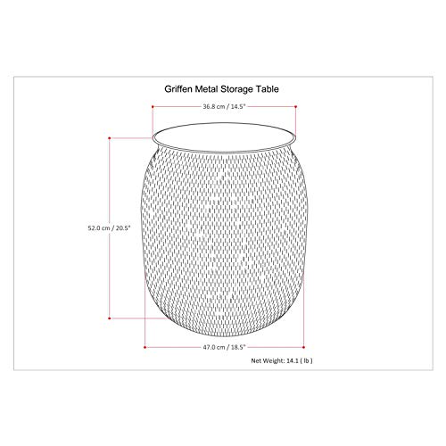Simplihome Griffen Industrial 19 Inch Wide Metal Storage Accent Side Table In Antique Silver, Fully Assembled, End, Bedside Table And Nightstand, For The Living Room And Bedroom #TOP6