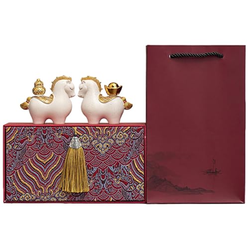 Generisch Juego de estatuas de resina del Año del Caballo – 8,5 x 4,3 x 7,5 cm Figuras de caballos grandes | Signo del zodiaco chino de caballo de la suerte decoraciones para oficina, escritorio