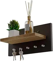 Porta chaves Minimalista Organizador Decoração Preto e Carvalho