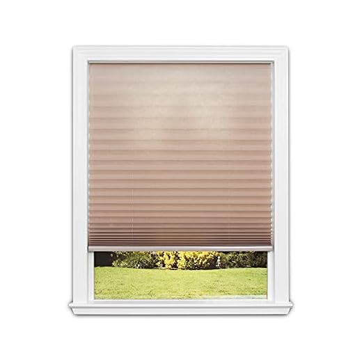 Redi Shade No Tools Easy Lift Trim-at-Home Cordless Pleated Light Filtering Fabric Shade Natural, 36 in x 64 in, (Fits windows 19 in - 36 in)
