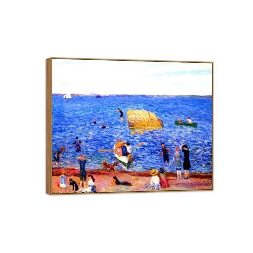 Tableau William Glackens Rock in Bay 48x40cm cadre en bois salon