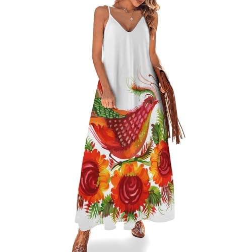 Robe longue papillon paon d'été sans manches pour femme style maxi
