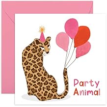CENTRAL 23 Greeting Cards Birthday - Party Animal - Safari Animal - Cheetah - Birthday Card For Female Friends - Gifts For Women Her - With Fun Stickers