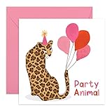CENTRAL 23 Greeting Cards Birthday - Party Animal - Safari Animal - Cheetah - Birthday Card For Female Friends - Gifts For Women Her - Comes With Fun Stickers