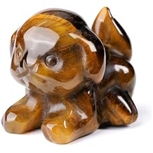 CrystalTears Tiger Eye Crystal Dog Figurine, 1.5 Healing Gemstone Dogs Puppy Statue Ornament for Home Office Decor, Cute Lucky Crystals Dogs Gifts for Gifts for Women Dog Lovers Men Christmas