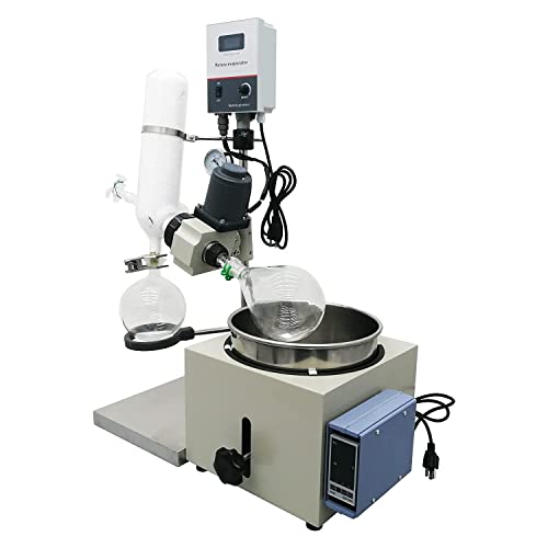 LGXEnzhuo 2L Rotary Evaporator Lab Evaporator Rotary Vacuum 0-120 R/min Evaporator for Evaporation of Solvents Digital Controller Manual Lifting
