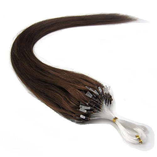 18 Inch Micro Ring Loops Beads Tipped Remy Real Human Hair Extensions (#06 Dark Chocolate Brown)