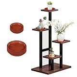 KATLKIU Macetero de hierro con 5 estantes de 80 cm, color negro