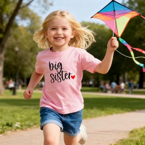 Image of Big Sister Shirt for Girls Toddler Kids Pregnancy Announcement Promoted to Big Sis T-Shirt Summer Short Sleeve Top