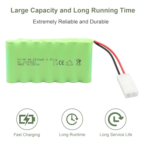 MXJFYY 8.4V 2400mAh NI-MH Rechargeable Battery with KET 2P Connection, AA RC Battery for RC Car, RC Tank, RC Boat, Lighting, Power Tools, Household Appliances, Construction truck, Dump Truck - Image 3