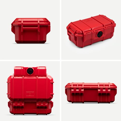 Evergreen 57 Waterproof Dry Box Protective Case - Travel Safe/Mil Spec/USA Made - for Cameras, Phones, Ammo Can, Camping, Hiking, Boating, Water Sports, Knives, & Survival (Red)