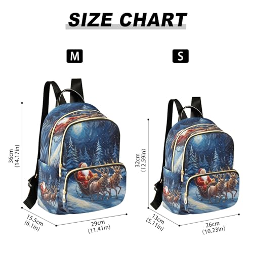Image of ALAZA Watercolor Snow Santa Claus Deer Christmas Women Backpack Purse Ladies Fashion Shoulder Bag Daypack Travel Bag 7.5L