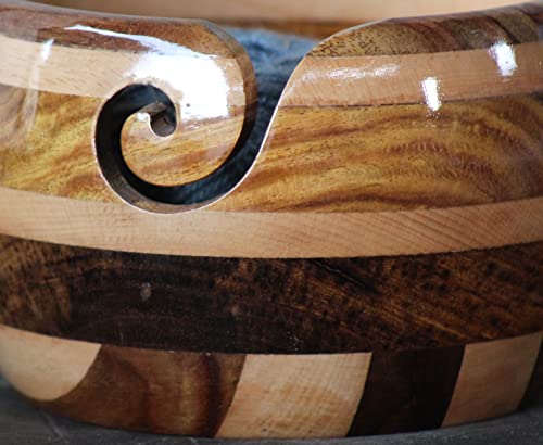 Image of Rosewood Yarn Storage Bowl for Knitting & Crocheting, Wooden Knitting Yarn Bowl Handcrafted, Wooden Yarn Storage Bowl Yarn Holder Best Gift Idea for Knitters