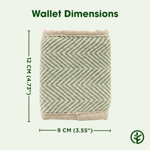 Image of Forest Thread Herringbone Natural Hemp Fabric Bifold Wallet (Light Green)