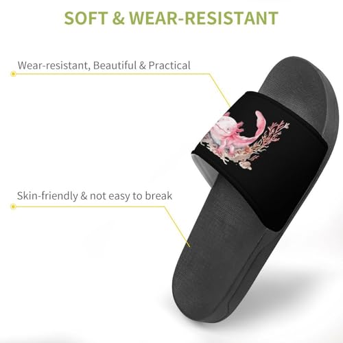 Watercolor Cute Axolotl Non Slip Slides Sandals for Women Men Quick Drying Shower Shoes for Bathroom Pool Beach3