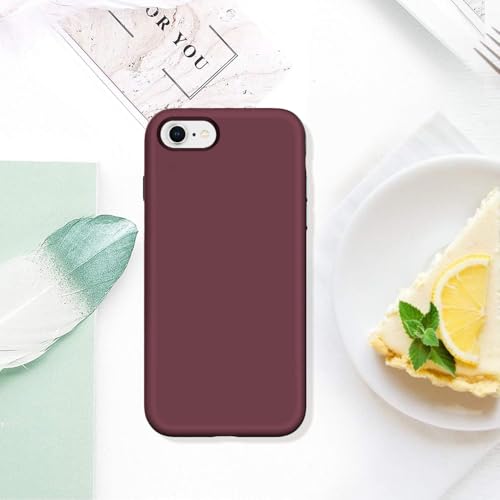 Image of VONZEE Back Cover Compatible for iPhone 7 /8 /SE /SE (3rd Gen) Liquid Silicone Gel Rubber Shockproof Candy Phone Cases Compatible for iPhone 7 /8 /SE /SE (3rd Gen) (Wine Red)