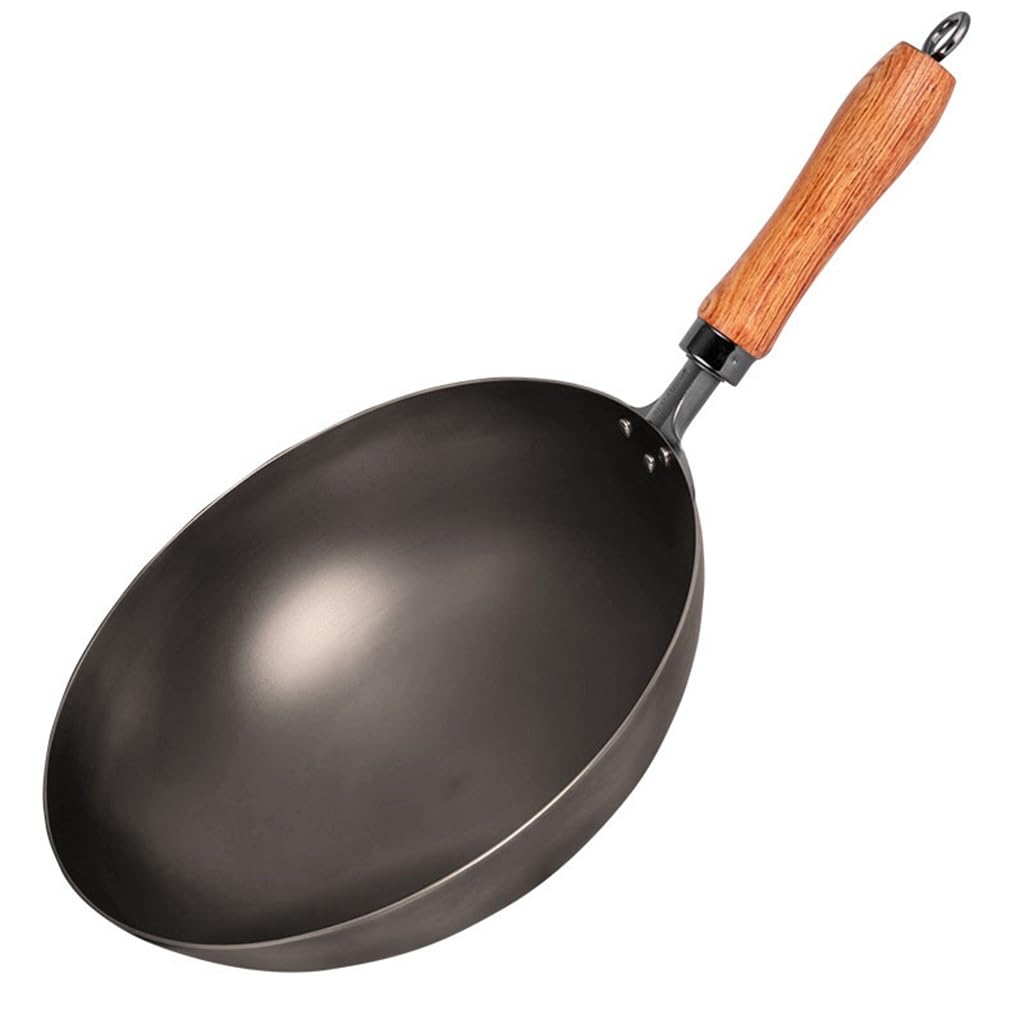 Uncoated Frying Pan Round Bottom Non-stick Household Lightweight Less Fume Gas Cooker