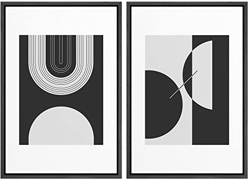 wall26 Framed Canvas Print Wall Art Set Black and White