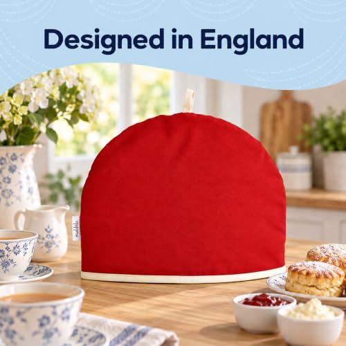 Muldale Red Tea Cosy for Teapot Large - Insulated 100% Cotton - Image 4