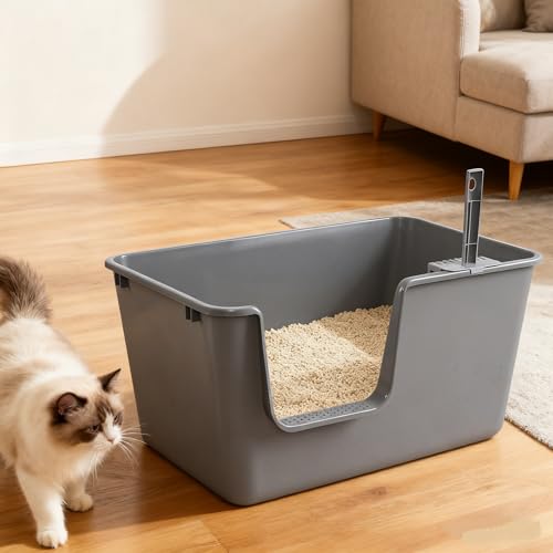 Caja de arena grande con lados altos para gatos x4 miniatura 6