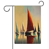 Segelboot-Gartenflaggen (47 x 32 cm), Leinenimitat, wasserfest, für den Außenbereich, Festivalbedarf