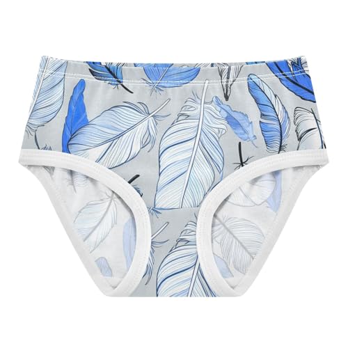 Bright Girls Underwear Toddler 2t Cotton Girl Panties Cute Delicate Feathers Blue White Briefs Undies Kids