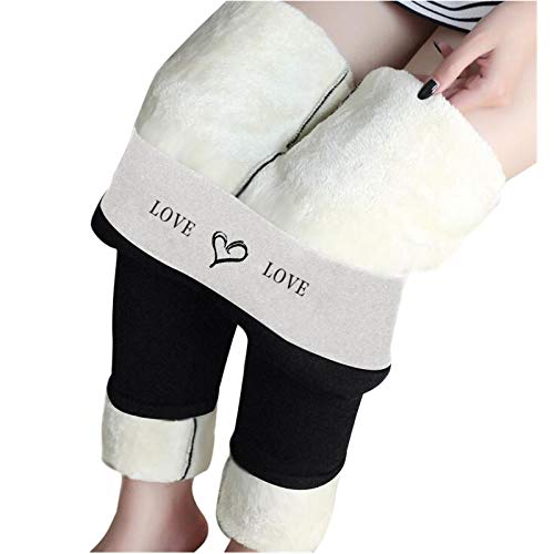 Womens Winter Plus Velvet Thick Lamb Velvet Leggings Trousers High-Waisted Leggings Warm Pants