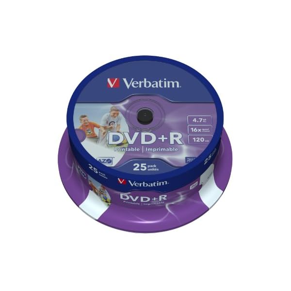 Verbatim DVD+R 16x Speed 4,7GB Wide Printable Surface 25er Spindel DVD-Rohlinge