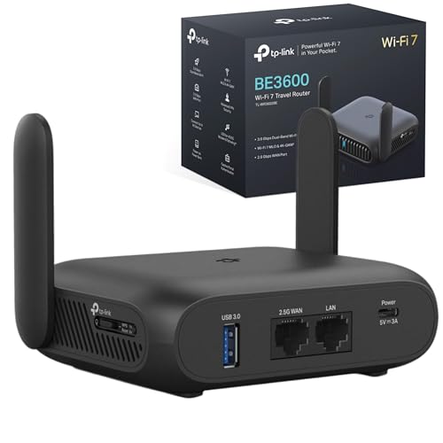 TP-Link TL-WR3602BE Wi-Fi-7 Reise WLAN Router: BE3600 Dual-Band Access Point mit Powerbank-Betrieb, 2,5G WAN+1G LAN, OpenVPN & WireGuard(𝟯𝟱+ 𝗩𝗣𝗡-𝗔𝗻𝗯𝗶𝗲𝘁𝗲𝗿), USB 3.0, WPA3, 7 Betriebsmodi