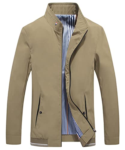 Image of Lucrosun Men's Casual Lightweight Softshell Full Zip Stand Collar Work Jacket