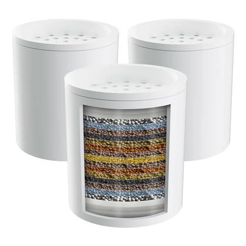 Hibbent 3 Pack Shower Filter Replacement Cartridges for Hard Water, High Output 20 Stage Shower Filter with Vitamin C to Reduce Chlorine & Fluoride, Glowing Skin, Strong Nails & Shimmering H